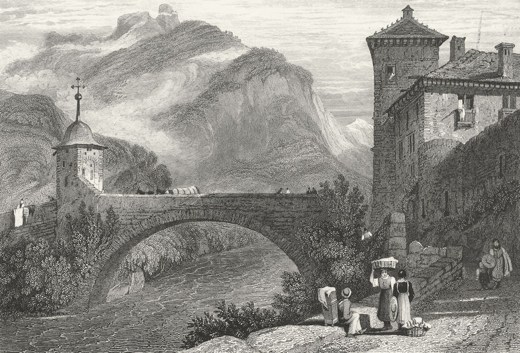 SWITZERLAND. Bridge St Maurice. Swiss. Prout 1830 old antique print picture